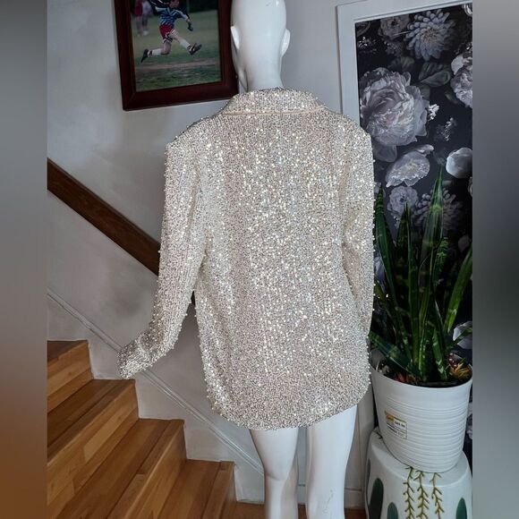 Anthropologie MABLE Pearl Sequin Mix Blazer / Size L - Picture 11 of 14
